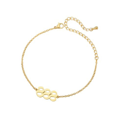 PAURO Women's Angel Number Bracelet Ankle Anklet Chain Adjustable | Stainless Steel, Minimalist Numerology Spiritual Statement Jewelry Gift - color: Gold 888, 8.3+2inch