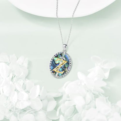 VONALA Artemis's/Poseidon's/Athena's/Weapons Necklace S925 Sterling Silver Plated Abalone Pendant Necklace for Women Men for Women Men - style: Triforce