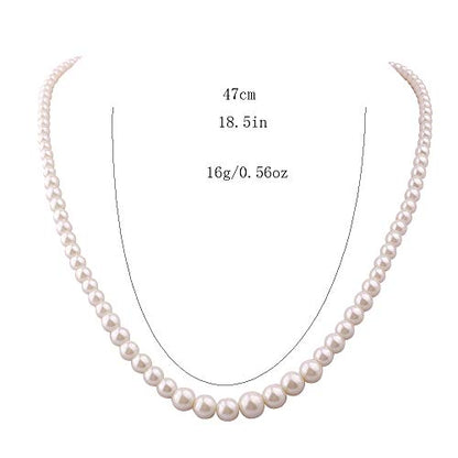 Handmade Faux Pearl Necklace and Clip on Earrings Jewelry Sets for Women Bib Choker Collar Necklace - color: 47cm Necklace+Clip Earrings