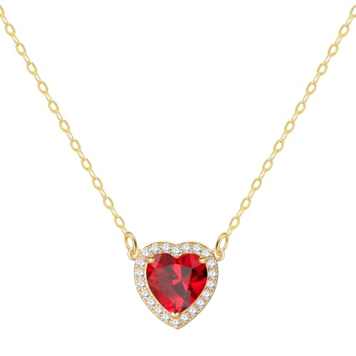 Starain Heart Necklaces for Women Dainty Cubic Zirconia Love Heart Pendant Necklace 18K Gold Plated Chain Trendy Stuff Jewelry - color: J Gold Heart Necklace