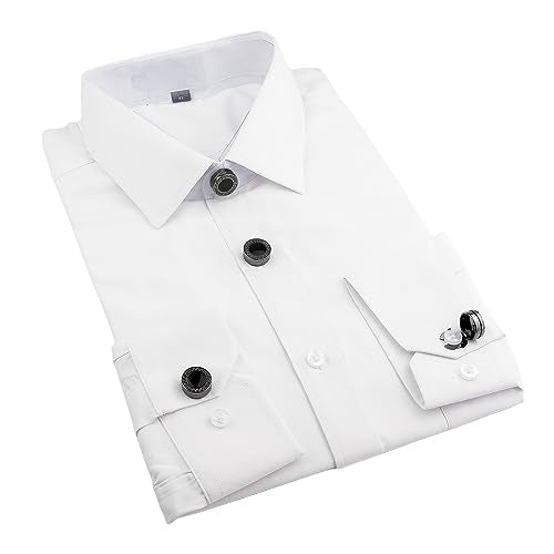 Mens Button Covers Tuxedo Shirt Cufflinks Alternative | Fake cufflinks and alternative fashion jewelry accessories for mens formal business dress shirts suits and groomsmen - color: K Black A