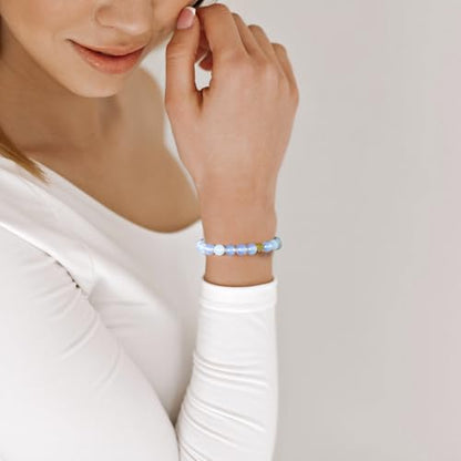 Healing Bracelet For Women Anxiety Beaded Bracelets Jewelry Healing Stone Crystal Bracelet Stress Relief Yoga Beads Chakra Bracelets Gifts For Women pink - color: Opal