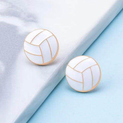 Gold Stud Earring Gifts For Teens Women Hypoallergenic Golf Baseball Football Basketball Soccer Volleyball Sport Earrings For Women - color: volleyball earring
