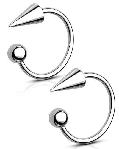 G23 Titanium Lip Rings Surgical Steel Snake Bite Lip Jewelry 16g Spike Labret Rings 8mm 10mm 12mm Horseshoe Conch Hoop Earrings 16 Gauge Conch Piercing Jewelry - size: 12mm+2 pieces