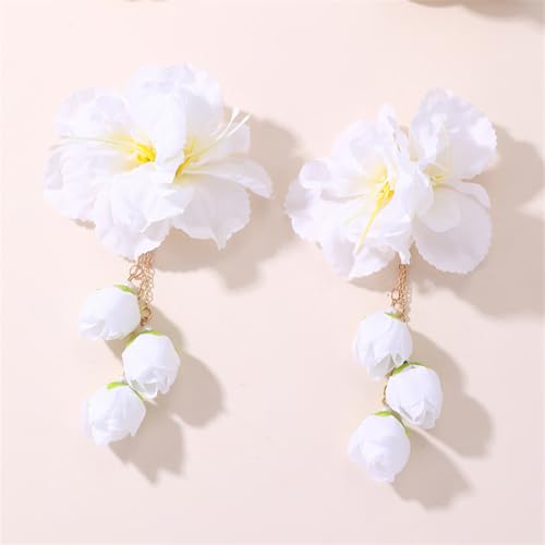 A Pair Wedding Hair Clips, Handmade Floral Design Crystal Hair Clips Pearl Barrettes, Rhinestones Flower Clips Pearl Headpieces Hair Pins Hair Accessories for Women Girls (White) - color: White