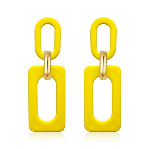 Acrylic Rectangle Earrings for Women, Fashion Square Drop Earrings,Statement Jewelry - color: yellow