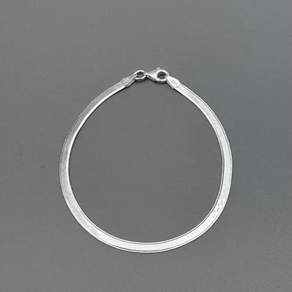 925 Sterling Silver Herringbone Bracelet for Women 3mm – Flat Snake Chain