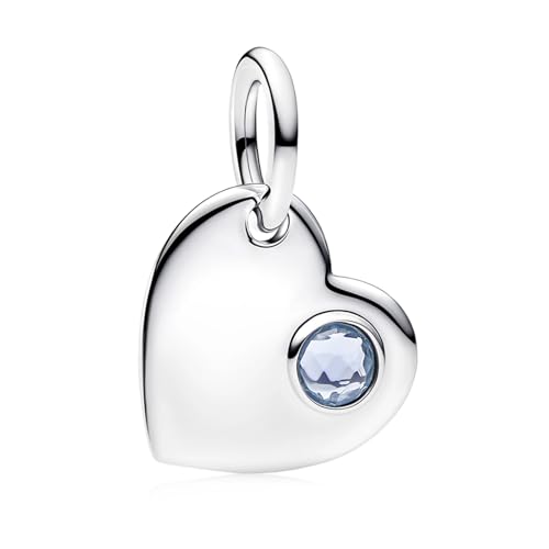 Birthstone Charm, Heart Charm Pendant Dangle with CZ, for Anniversary Birthday Mothers Valentines Day Christmas Graduation, for Yourself Family Mom Friend Girlfriend Sister Grandma - style: Mar.
