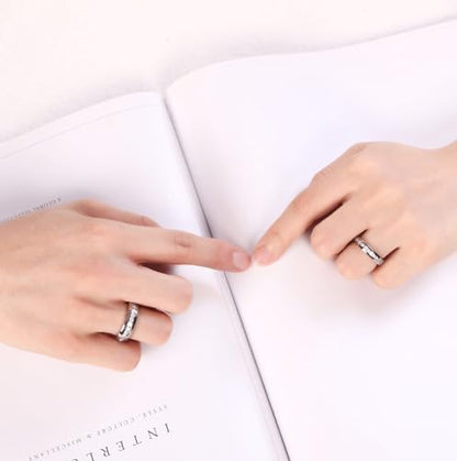 TIGRADE 2.5mm 4mm 5mm 6mm Titanium Ring Cubic Zirconia Engagement Ring Wedding Band Size 3 to 13.5 - color: 6mm