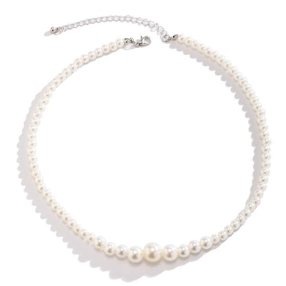 Gold/Silver Pearl Necklace for Men Faux Pearl Choker Necklace Beaded Adjustable Chain Gothic Chunky Beaded Statement Hip Hop Rock Party Festival Collar para Hombre Fashion Jewelry Gift for Men - style: Style-D