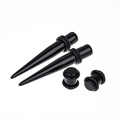 Ear Gauges Stretching Kit 14G-00G Acrylic Sprial Tapers Plugs Expander Sets Heart Tunnels Piering Jewelry Horeseshoes Taper For Ears - style: 84 Black