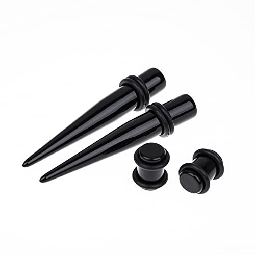 Ear Gauges Stretching Kit 14G-00G Acrylic Sprial Tapers Plugs Expander Sets Heart Tunnels Piering Jewelry Horeseshoes Taper For Ears - style: 84 Black