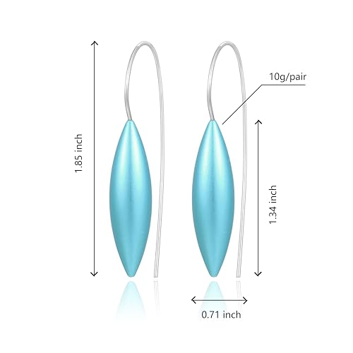 Oval Drop Earrings for Women, Long Thread Dangle Earrings, Colorful lightweight aluminum alloy, Suitable for Jewelry Gifts and Valentine's Day - color: Light blue