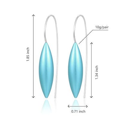 Oval Drop Earrings for Women, Long Thread Dangle Earrings, Colorful lightweight aluminum alloy, Suitable for Jewelry Gifts and Valentine's Day - color: Light blue