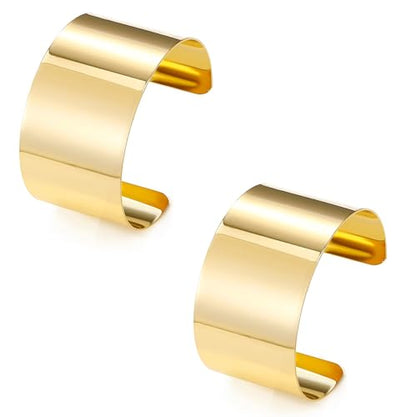 2Pcs Cuff Bangle Bracelet for Women Open Wide Wire Bracelets Gold Wrist Cuff Wrap Bracelet Adjustable - color: Gold2