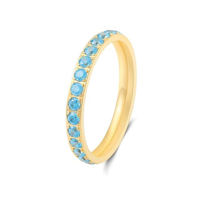 Birthstone Rings for Women 14K Gold Filled Stacking Rings for Oura Ring Gen 4/Oura Ring Gen 3, Cubic Zirconia Wedding Eternity Bands - color: 12.December