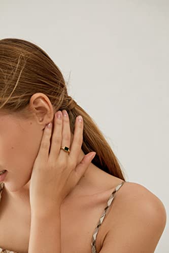 Gold Emerald Rings Gold Rings for Women Dainty Green Rings Cut Emerald Gemstones CZ Non Tarnish Gold Rings 14K Gold Plated Rings for Women Band Size 6/7/8/9 - size: Size 8