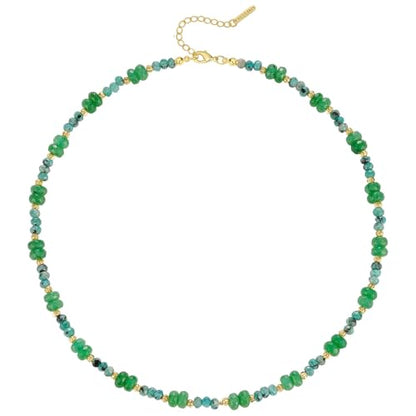 KissYan Beaded Choker Necklace for Women, Colorful Natural Gemstones Pearl Choker 14K Gold Plated Pendant Healing Crystal Necklace Handmade Stone Jewelry Gift | 14K Gold Plated Pendant Necklaces, Natural Gemstones Pearl Choker, Healing Crystal Chain, Hand