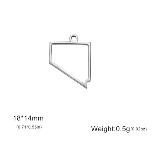 kkjoy 5Pcs Hollow Continents Maps of USA Pendant Charms for Jewelry Making and Crafting, Stainless Steel Mini Charm Craft Supplies Accessories for DIY Bracelet Necklace Earrings - color: Hollow Nevada Map - Silver