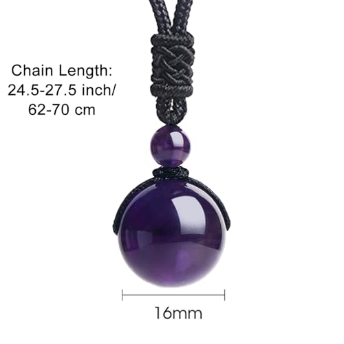 Anjiucc Natural Gemstone Healing Crystals Necklace, Adjustable Chakra Beads Pendant for Women Men, Protection, Energy Balance - color: Amethyst 1