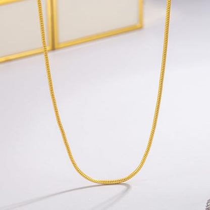 Dankadi Women 925 Sterling Silver Magic Snake Chain Necklace- Men 1.2MM Solid Snake Chain Flexible Choker 16"-30" Italian Silver 24K Gold Over Jewelry - color: Gold, size: 26 inch