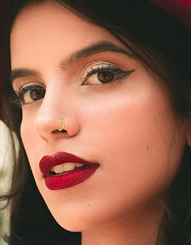 Akeoqi 6-12Pcs Nose Studs Nose Ring Inlaid Cubic Zirconia L Shaped Studs Lotus Star Heart Nose Nostril Piercing Jewelry for Women Men Sliver Gold Rose Gold Tone 20G - color: C: Gold