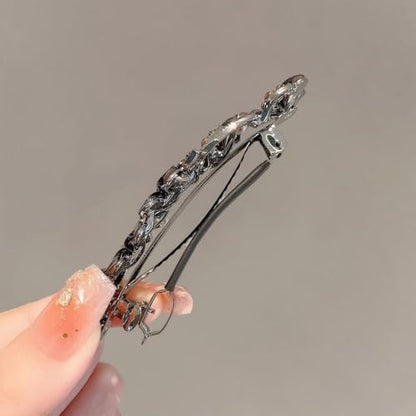3PCS Fancy Barrettes for Women's Hair - 2.4" Small Sparkly Non-Slip Luxurious Flower Metal French Clasps Accessories for Thin Fine Hair - Women Girls