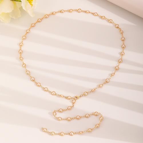 Rainbow Beaded Lariat Necklace for Women Boho Colorful Adjustable Jewelry Lightweight Dainty Chain for Everyday Vacation Wear - color: White CZ