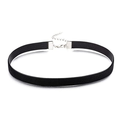 AnotherKiss Black Velvet Choker Necklace for Women, Thin 3/8 Inch | Thin 3/8 inch velvet ribbon adds classic gothic charm for Halloween costumes, birthday parties, cosplay and daily wear.