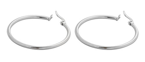 Rounded Hoops Earrings (20mm-60mm Diameter) - color: Silver 30mm