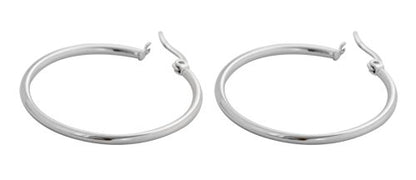 Rounded Hoops Earrings (20mm-60mm Diameter) - color: Silver 30mm
