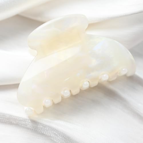 Handmade Celluloid Acetate French Design Barrettes Tortoise Shell Claws Hair Claw Luxury Fashion Accessories Hair Clip for Women (jade white) - color: jade white