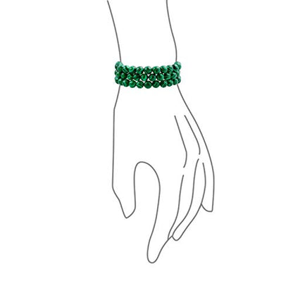Bling Jewelry Unisex Stackable Set Of 3 Gemstone Round Bead 8MM Stretch Bracelet For Women Teen Men Multi Strand Stacking Adjustable - color: Green Malachite