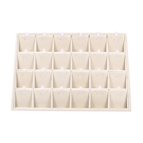 24 Grid Stackable Jewelry Tray Organizer with Removable Divider Velvet Tray | Jewelry Display Tray for Earrings Necklaces Bracelet Rings Display Showcase - Light Khaki - color: Light Khaki