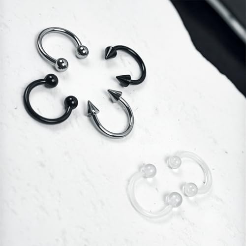 34Pcs 16G Lip Rings Stainless Steel Labret Jewelry Lip Barbell Spike Snake Bite Piercing Jewelry Horseshoe Septum Nose Ring Cartilage Tragus Helix Earrings Studs