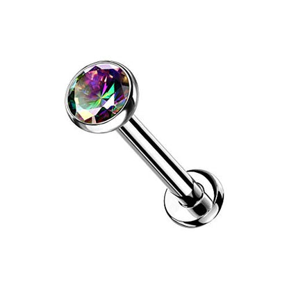 Pierced Owl - 18G Petite 8mm Barbell Implant Grade Titanium Threadless Push-in 2.5mm Crystal Flat Back Lip Cartilage Tragus Stud - style: Vitrail Medium