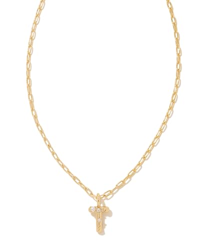 Kendra Scott Crystal Letter Short Pendant Necklace, Fashion Jewelry for Women - color: Letter T (GOLD-PLATED)