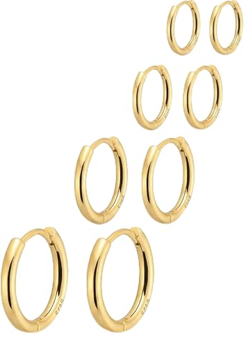 Small Gold Huggie Hoop Earrings Set for Women Men, Hypoallergenic 14K Gold Plated Hoop Earring Cartilage Earrings Stack Sets for Multiple Piercing Jewelry Cute Mini Tiny Lightweight Earrings for Sensitive Ears Everyday - color: Gold, size: 6mm/6mm/8mm/10m