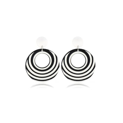 Black and White Acrylic Earrings Dangle Trendy Long Water Drop Earrings Fashion Geometric Resin Statement Earrings Boho Lightweight Jewelry for Women - style: Round