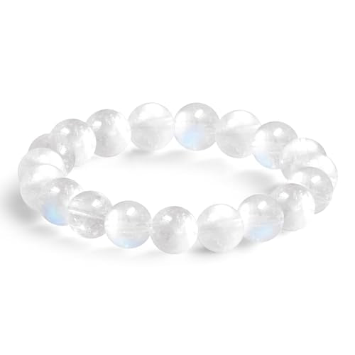 NLIEO Handmade Natural Gemstone Crystal Beaded Stretch Band Ring for Women | Handmade, 3mm Natural Stone, Size 7-12, Stretchy, Beaded Jewelry, Green Bead Rings, Trendy Jewelry Gift - style: Moonstone