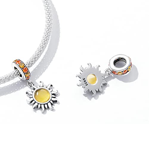 Animal Charms for Bracelets 925 Sterling Silver Bead Charms Bee Butterfly Fox Charm Fits Bracelets and Necklaces Cute Charms for Women - color: Sun