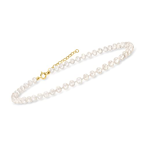 Ross-Simons Pure Collection 4-4.5mm Cultured Pearl Anklet With 14kt Yellow Gold. 9 inches