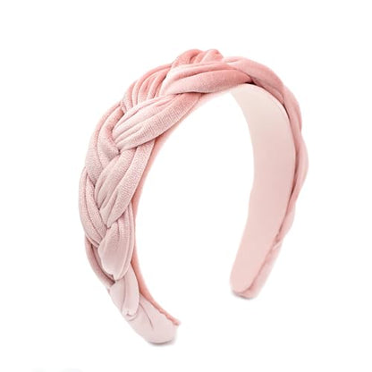 Pink Headbands for Women Braided Headbands Velvet Padded Hairbands Cute Hair Accessories for Women Girl - color: Pink