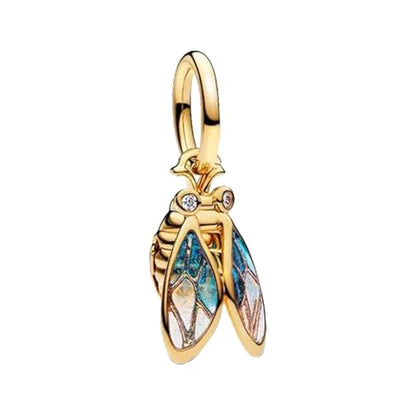 925 Sterling Silver Charms fits Bracelets and Necklace Pendant Bead Charms Jewelry Gift for Women Family Friends - style: Golden Cicada Charm