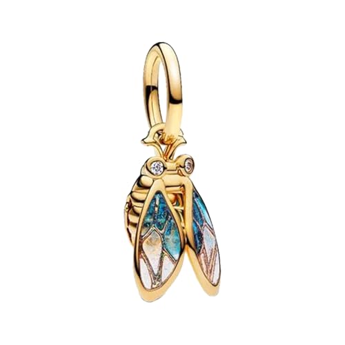 925 Sterling Silver Charms fits Bracelets and Necklace Pendant Bead Charms Jewelry Gift for Women Family Friends - style: Golden Cicada Charm
