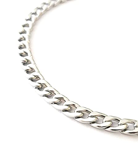 12 Inch Flat Cuban Link Anklet Silver Stainless Steel XL Chain Ankle Bracelet Gift Boxed 6mm Poolside Jewelry Plus Size