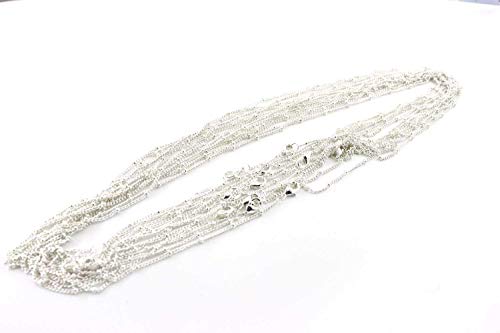 ALEXCRAFT 12PCS Silver Plated Brass Curb Chain Satellite Beaded Chains | Bulk for Jewelry Making (18 Inch(1.5mm)) - color: Silver, size: 18 inch-1.5mm