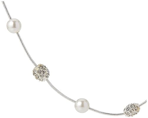 Anne Klein Women's Pearl Collar Necklace, Statement Fashion Jewelry with Pearl Accents and Adjustable Extender for Everyday and Dress Wear - color: Silver