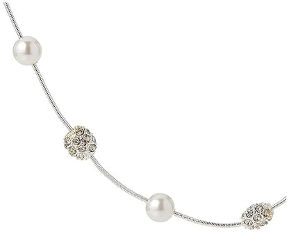 Anne Klein Women's Pearl Collar Necklace, Statement Fashion Jewelry with Pearl Accents and Adjustable Extender for Everyday and Dress Wear - color: Silver