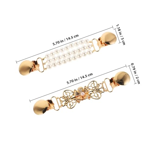 LIFKOME 2 Pcs Retro Faux Pearl Sweater Clips Cardigan Brooch Pins Women’s Shawl Clips Clothing Cinch Pins for Dress and Scarf Decoration